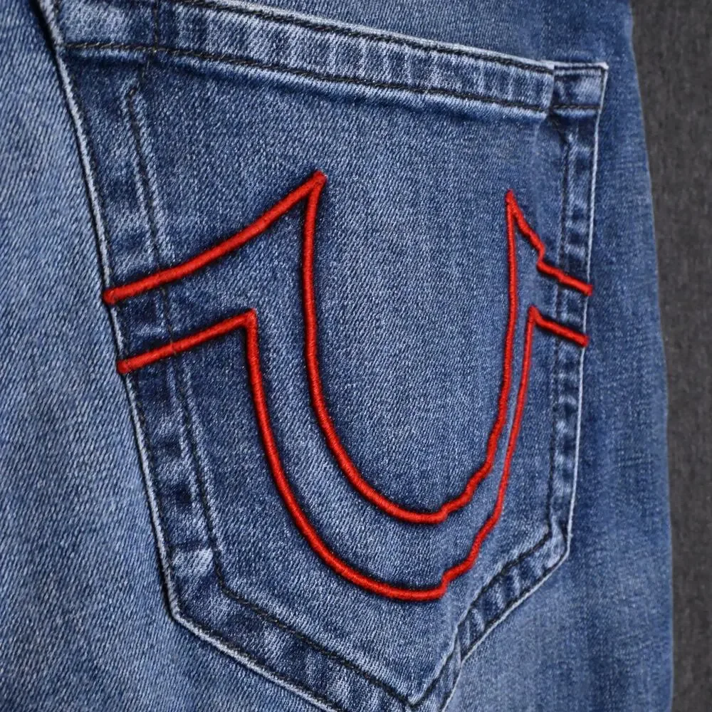True Religion x Manchester United Men's 40 (38x30) Denim Jeans Red Stitching